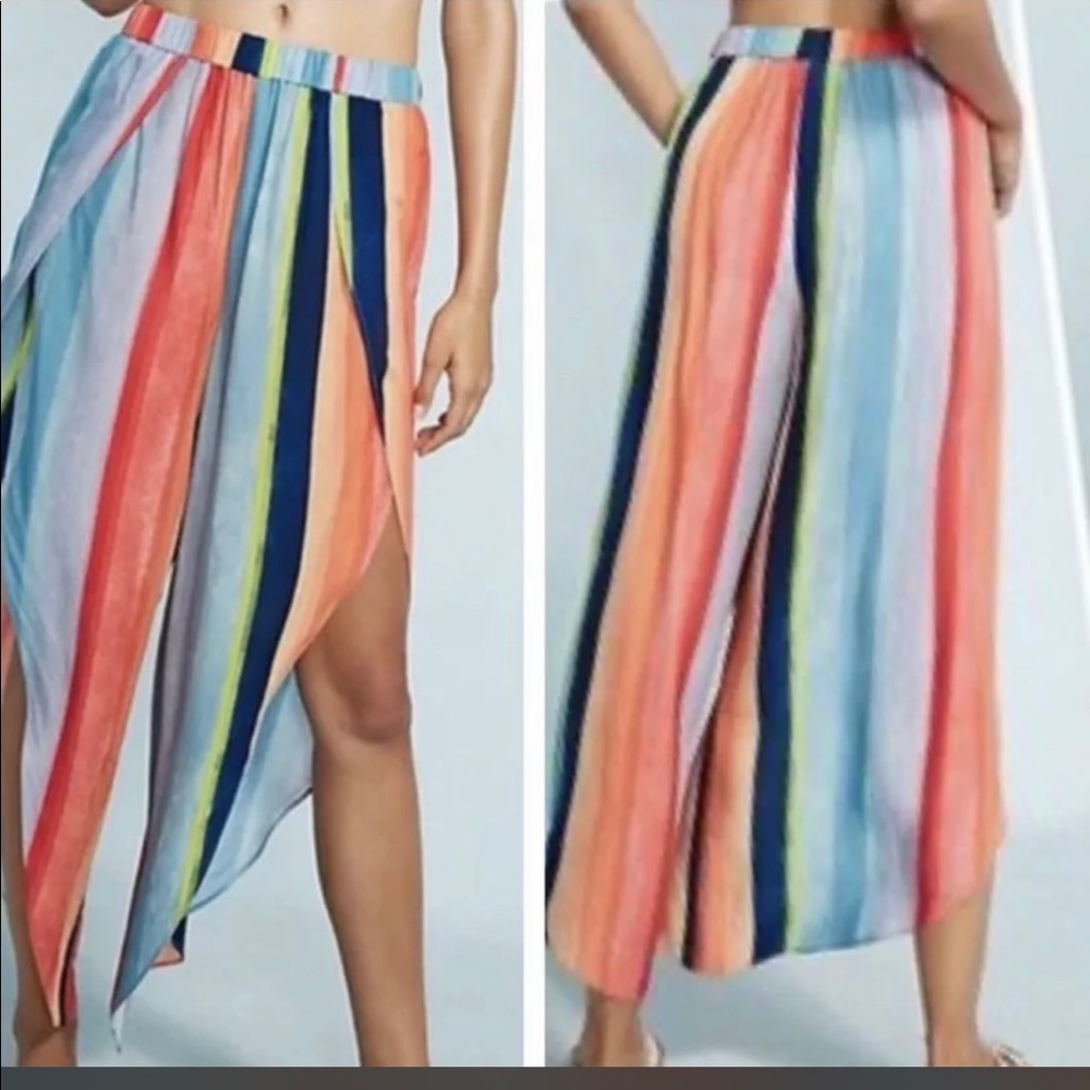 ANTHRO Carla Weeks Watercolor Striped Beach Pants